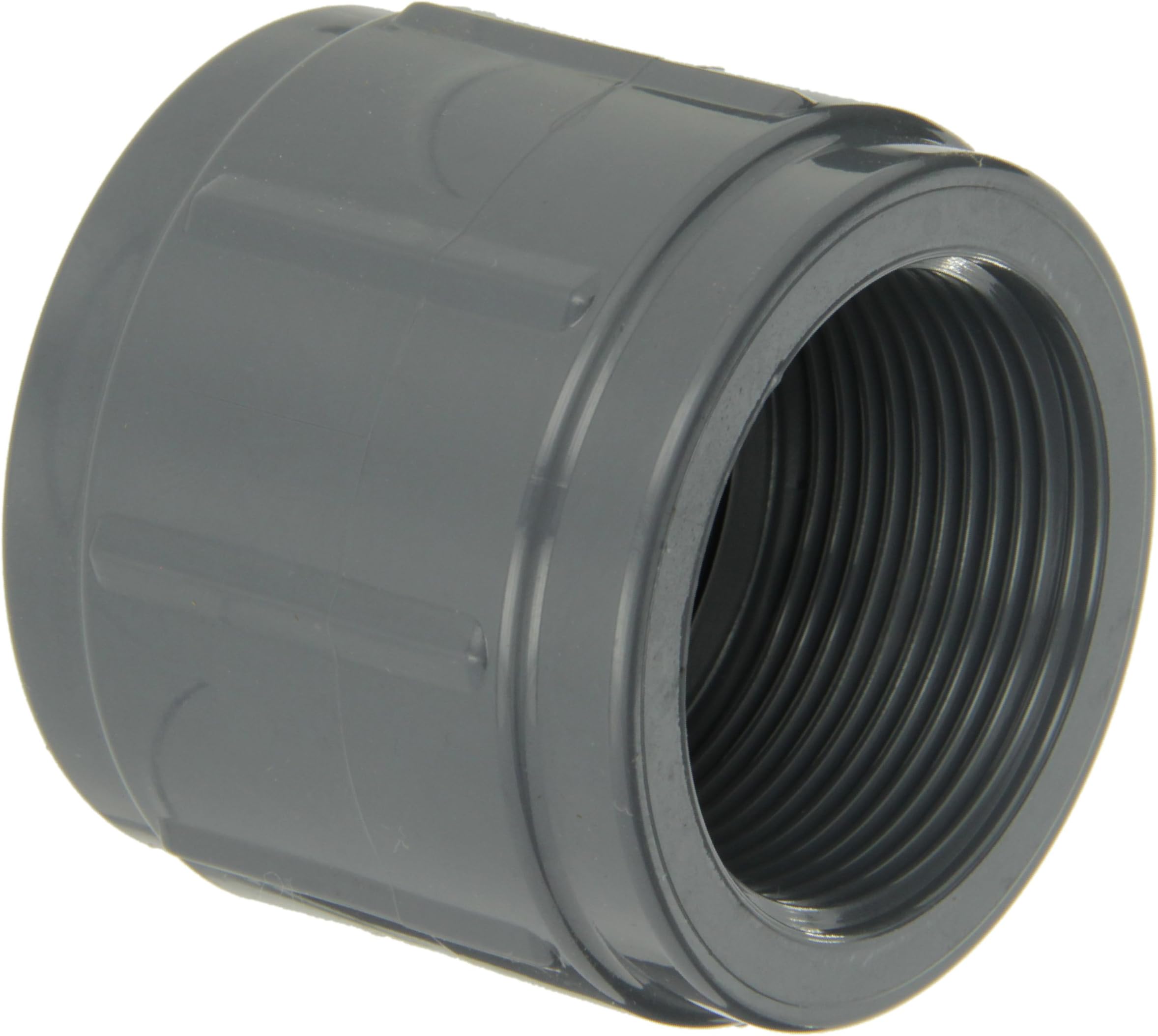 PVC Pipe Fitting, Coupling, Schedule 80, Gray, 1" NPT Female