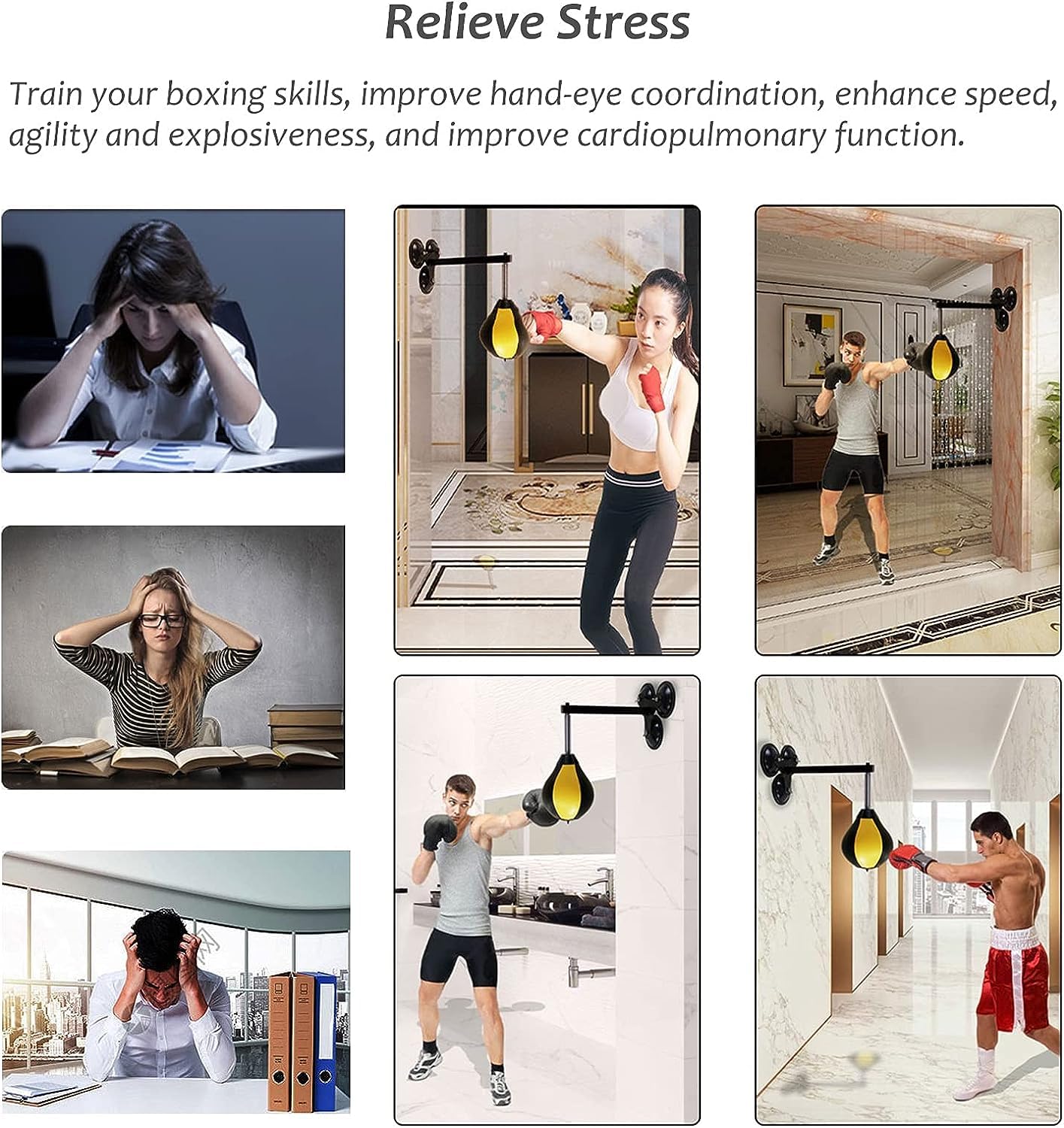Double End Speed Ball, Speed Ball da boxe, Sacco da boxe da appendere alla porta, Speed Ball da boxe professionale per uomini e donne, Attrezzatura da palestra per boxe da casa, ufficio e porta per