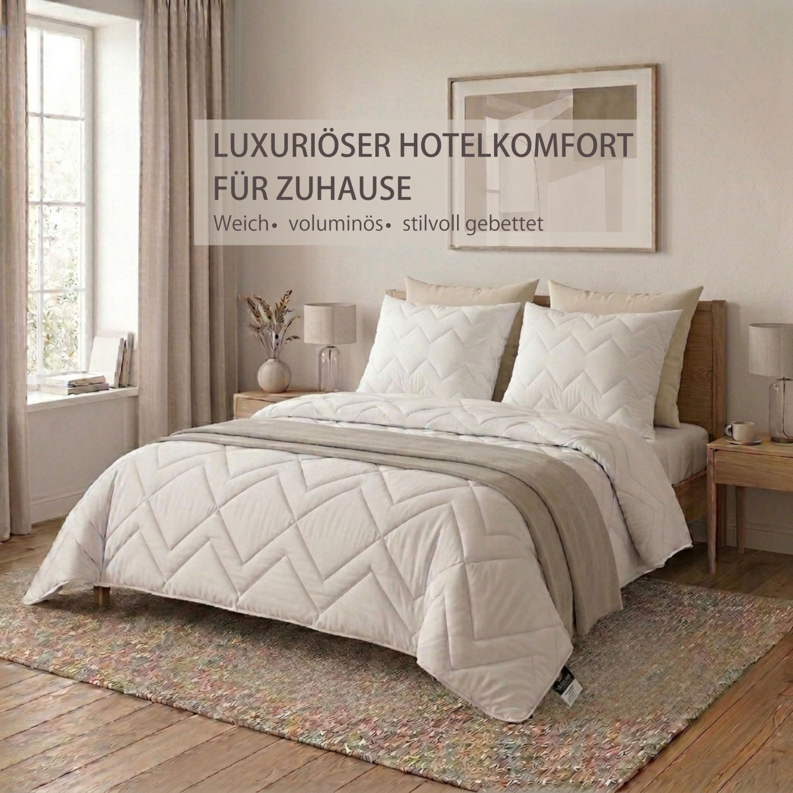 Sei Design Pack de 2 oreillers Classic Dream“, Microfibre 80 x 80 cm, Blanc, matelassé