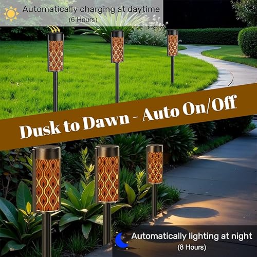 Miniatura 3 de Paquete de 4 luces solares decorativas para exteriores, impermeables, LED, luces solares para caminos, retro de los años 70, material sin costuras,