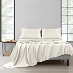 100% Natural Cotton Bed Sheets Set Queen, 4 Piece 200 Thread Count – Sateen Weave, Deep Pocket with Elastic All Around, Breathable & Cooling – Cream