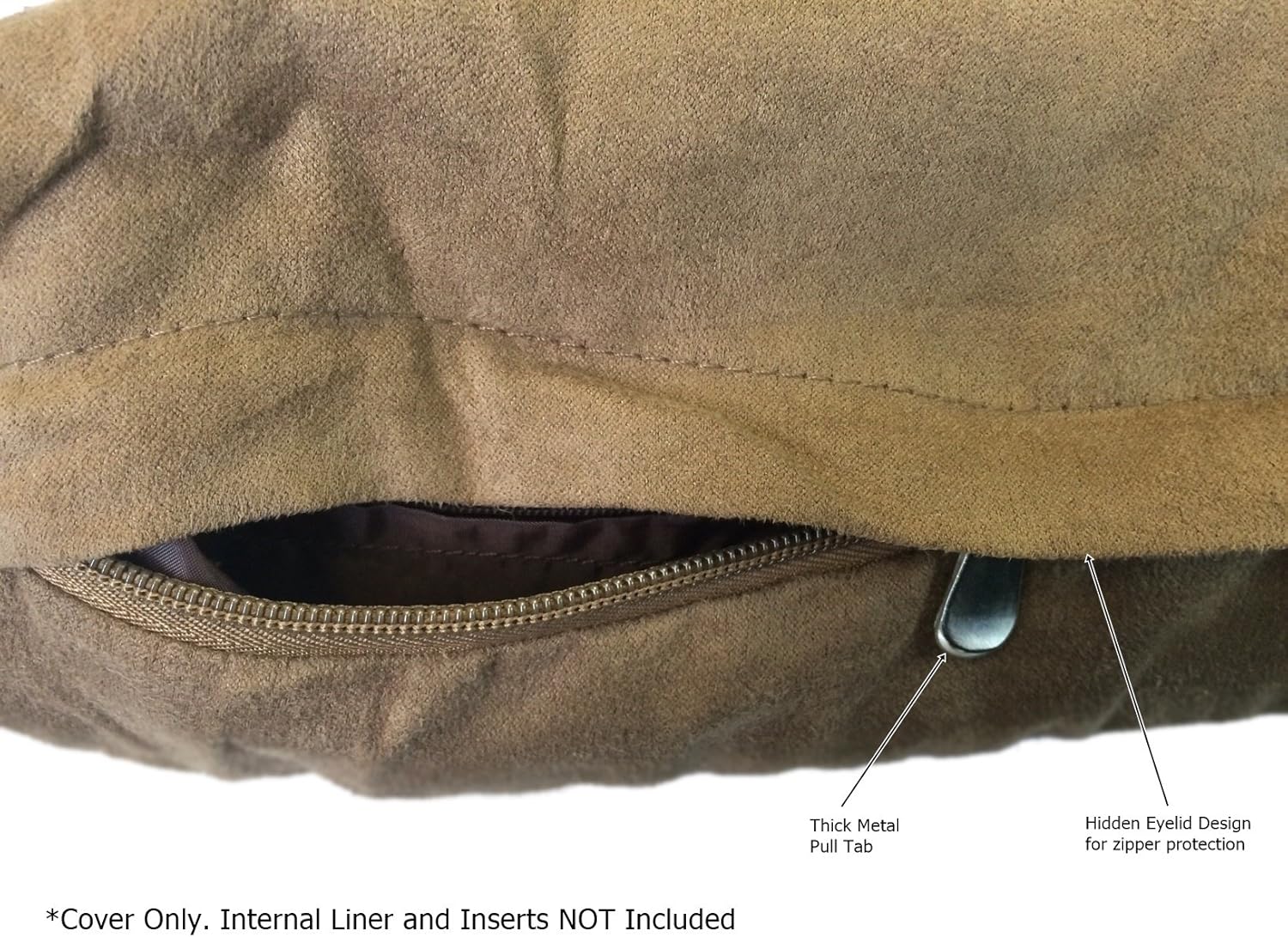 Brown Microsuede Zippered Gusset Cover with Anti Slip Resistant Dog Pet Bed Cover - for Cover Only (55''x47''x4'')