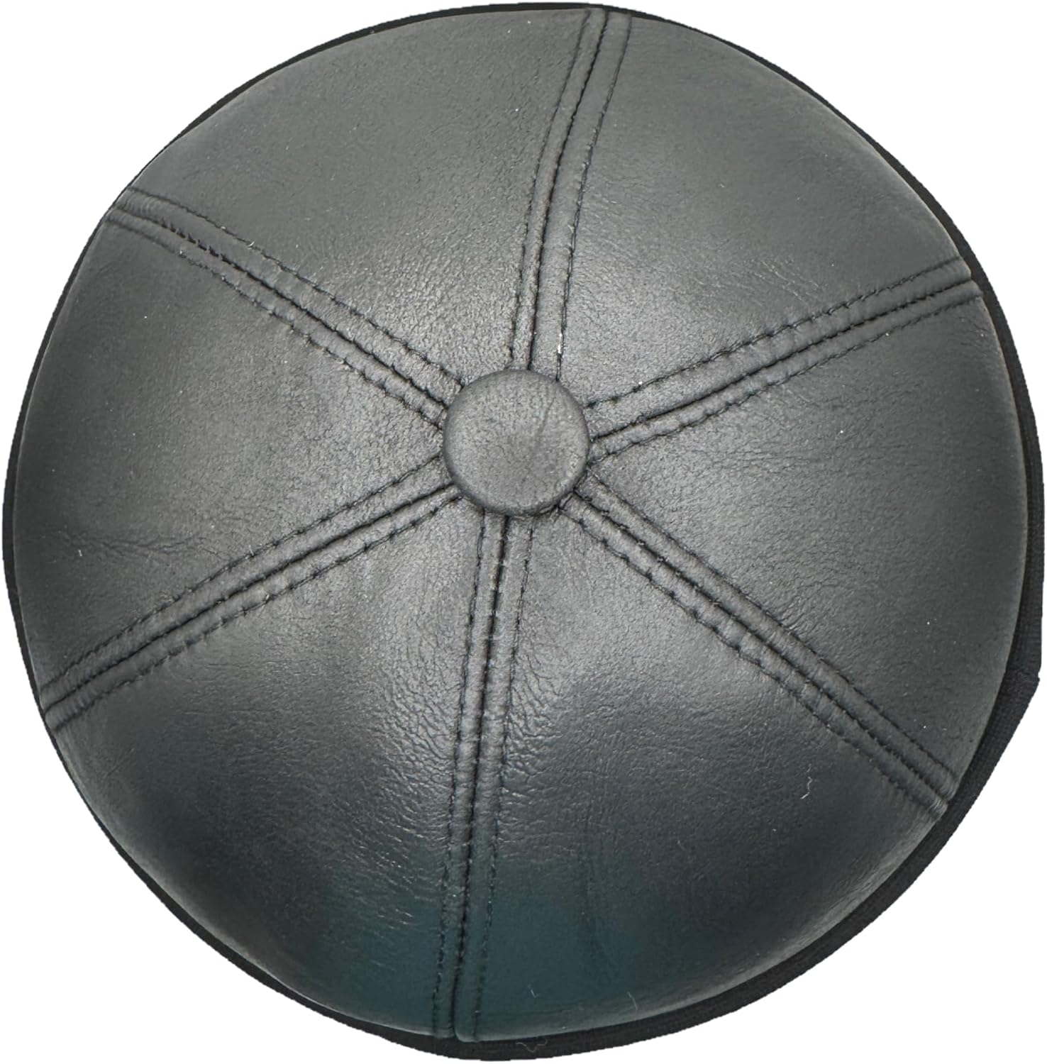 Winter Sheepskin Leather Fur Knit Beanie Cuff Round Bucket Winter Ski Hat Black - Image 5