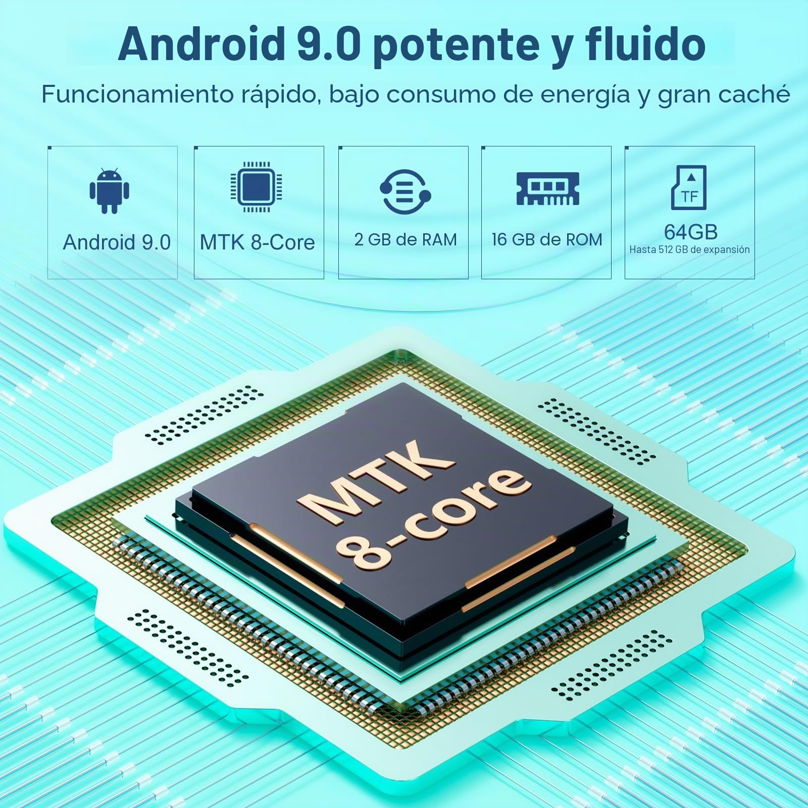 Reproductor de MP3 con Bluetooth y WiFi, Oilsky 80GB 4'' Android 9.0 Mp3, 1080P Pantalla táctil MP4, Reproductor de Música Portátil con Spotify, Audible, Deezer (Cian)