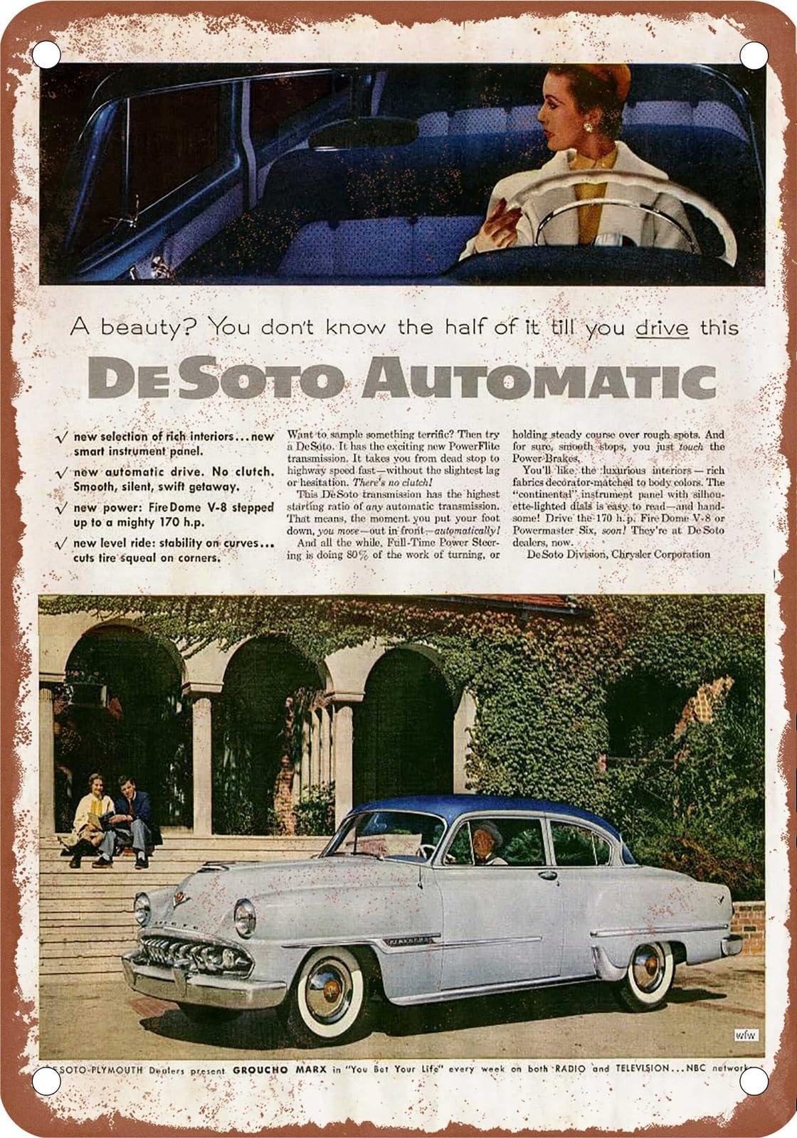 METAL SIGN - 1954 DeSoto Vintage Ad 02 - Old Retro Rusty Look home decor