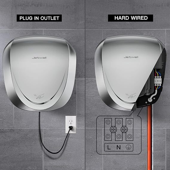 JETWELL UL Approved High Speed Hand Dryer and Wall Mount Automatic Touch-Less Hand Soap Dispenser, HEPA Filter Commercial Hand Blower and Stainless Steel Hand Soap Dispenser