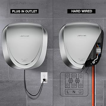 JETWELL UL Approved High Speed Hand Dryer and Wall Mount Automatic Touch-Less Hand Soap Dispenser, HEPA Filter Commercial Hand Blower and Stainless Steel Hand Soap Dispenser