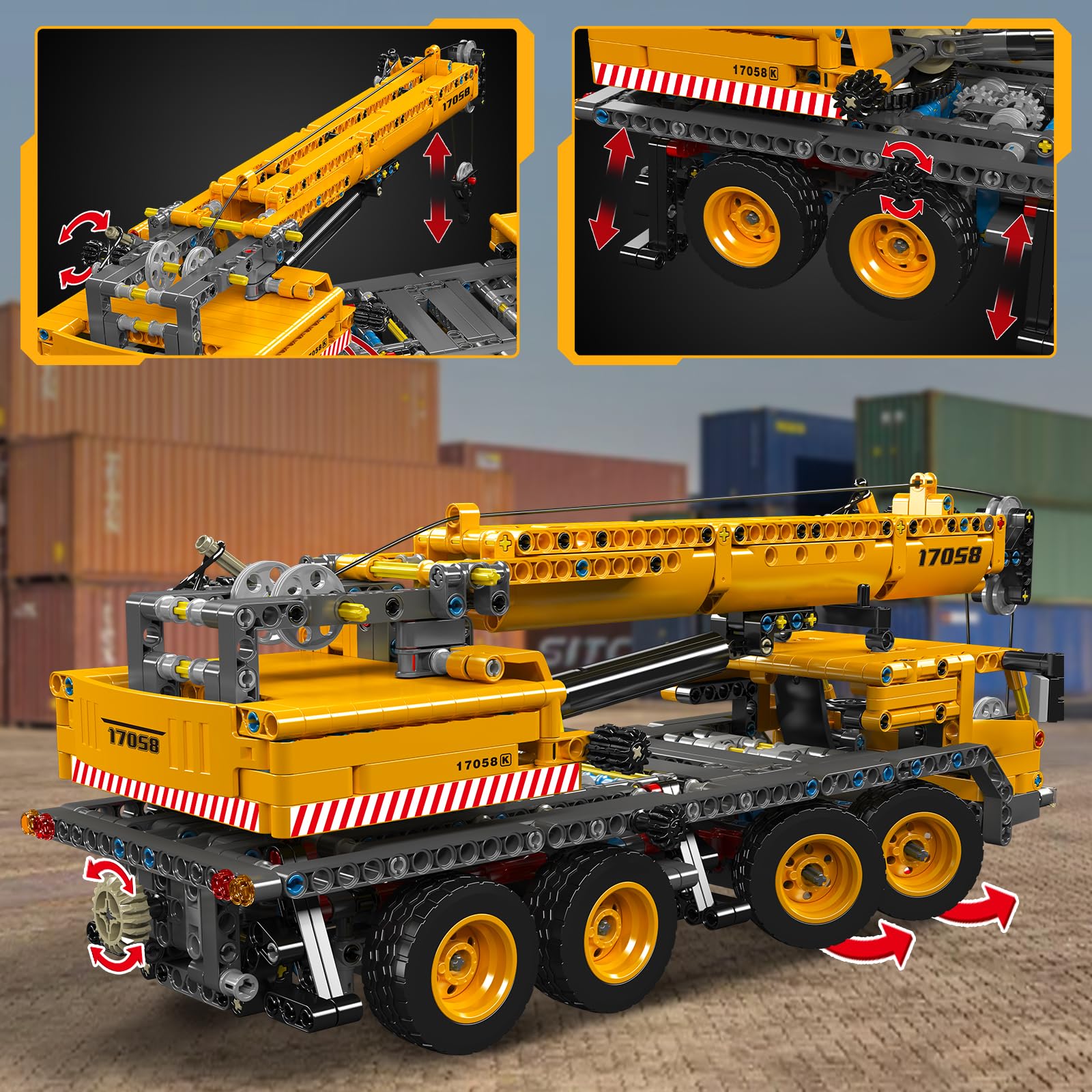Mould King 17058 Kit da Costruzione Gru su Camion Tecnologico, Set di Modelli di Veicoli da Costruzione 997+ PEZZI, Collezione di Blocchi da Esposizione per Gru di Ingegneria Funzionale