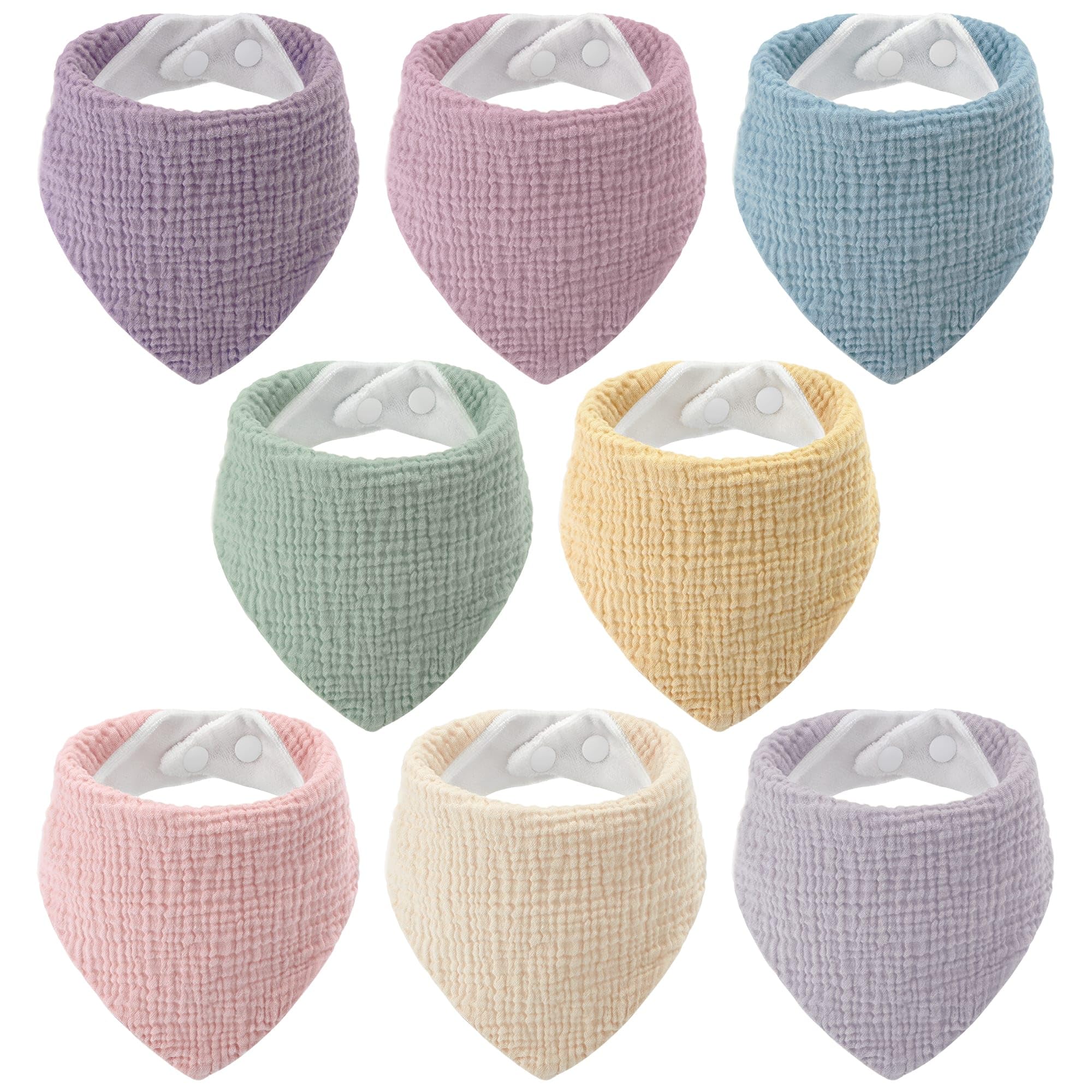 Unnivoll Lätzchen Baby Musselin Dreieckstuch Baby 100% Baumwolle Halstuch Baby Verstellbare 8 Pack für Unisex Mädchen Jungen 0-36 Monate Weich und saugfähig Violettblau und Rosa
