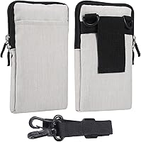 Vista 12 de Funda de hombro para hombre para teléfono celular, cintura vertical para teléfono celular, color gris, funda con clip para cinturón de teléfono