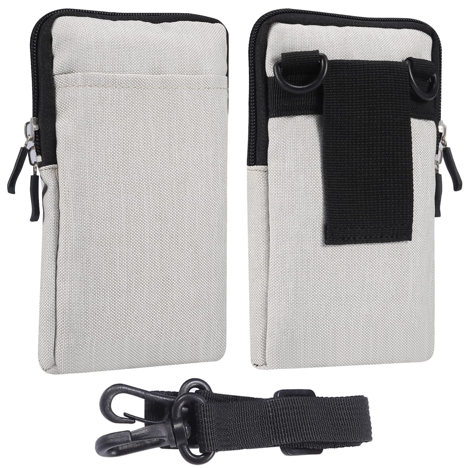 Cell Phone Belt Clip Holder Men White, Cell Phone Crossbody Shoulder Pouch, 7.2" Waterproof Nylon Waist Bag Cellphone Belt Holster Pack Pocket Men Zipper Messenger Purse with Shoulder Strap Fanny Pack