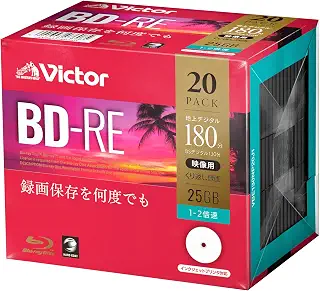 ビクター Victor くり返し録画用 ブルーレイディスク BD-RE 25GB 20枚 ホワイトプリンタブル 片面1層 1-2倍速 VBE130NP20J1