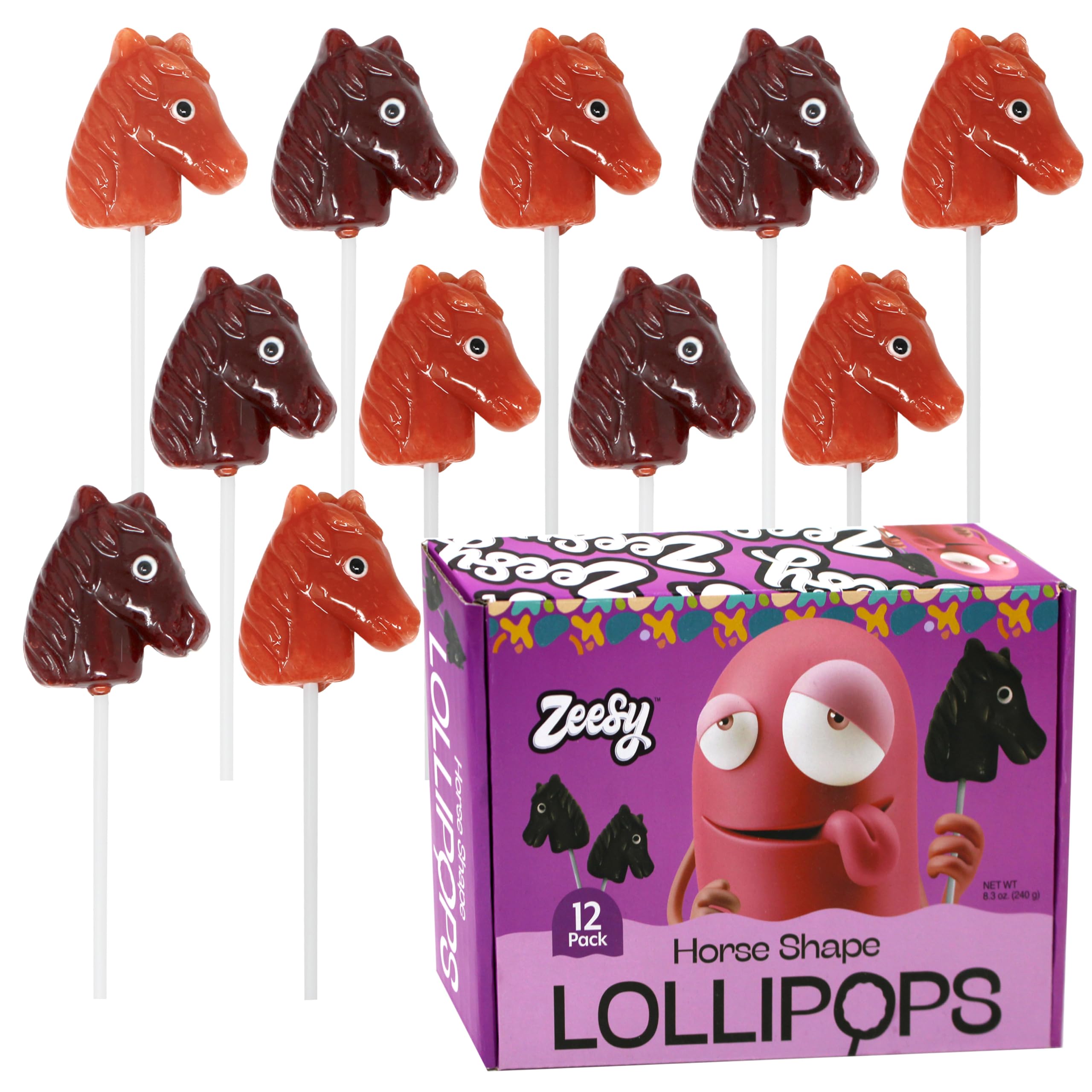 Horse Suckers - 12 Horse Lollipops Individually Wrapped - Horse Party Favors for Horse Birthday Party, Western Cowboy Party Favors, Farm Themed Party