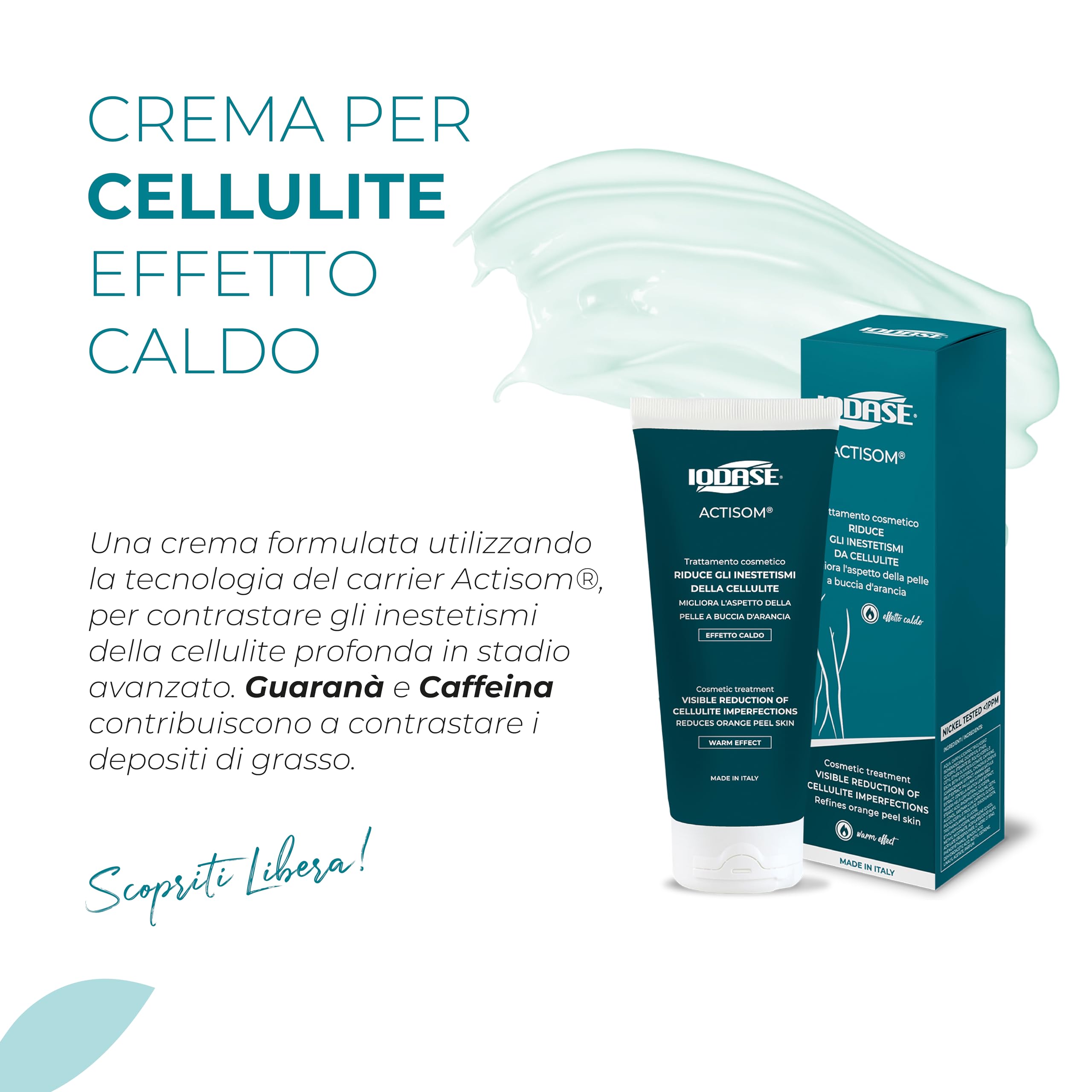 Iodase Crema Cellulite Culotte de Cheval 200ml, Clinicamente Testata con Actisom®, Escina e Caffeina, Migliora Compattezza, Microcircolo e Drenaggio, Riduce Volume Cutaneo, Pelle Tonica e Snellita