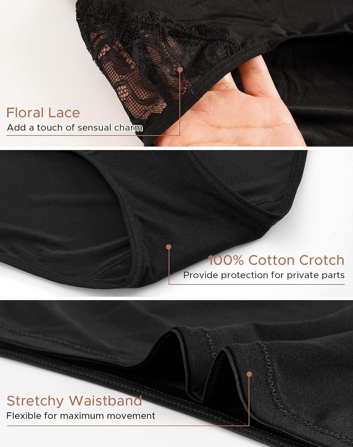 INNERSY Women's High Waisted Lace Nylon Underwear Soft Full Coverage Brief Panties 4 Pack - Image 5