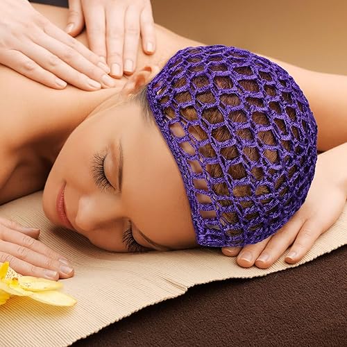 Miniatura 6 de Geyoga 2 piezas de malla de ganchillo para el pelo de rayón tejido de red de punto de redecilla de ganchillo gorra de dormir para mujer