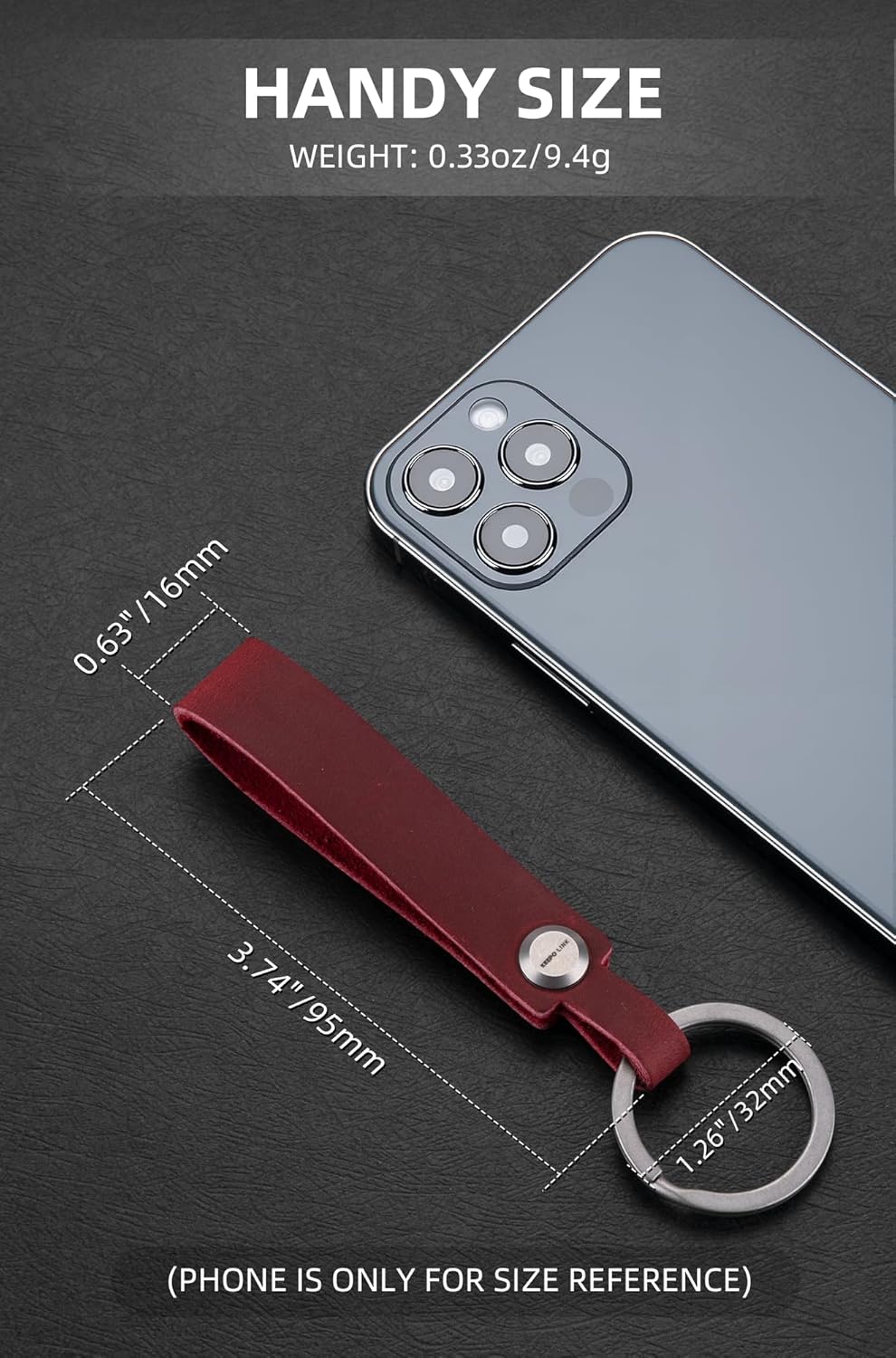 KEEPO LINK Leather Keychain Strap with Titanium Key Ring, Detachable Leather Key Chain Key Fob Holder for Men, OLM03 - Image 5