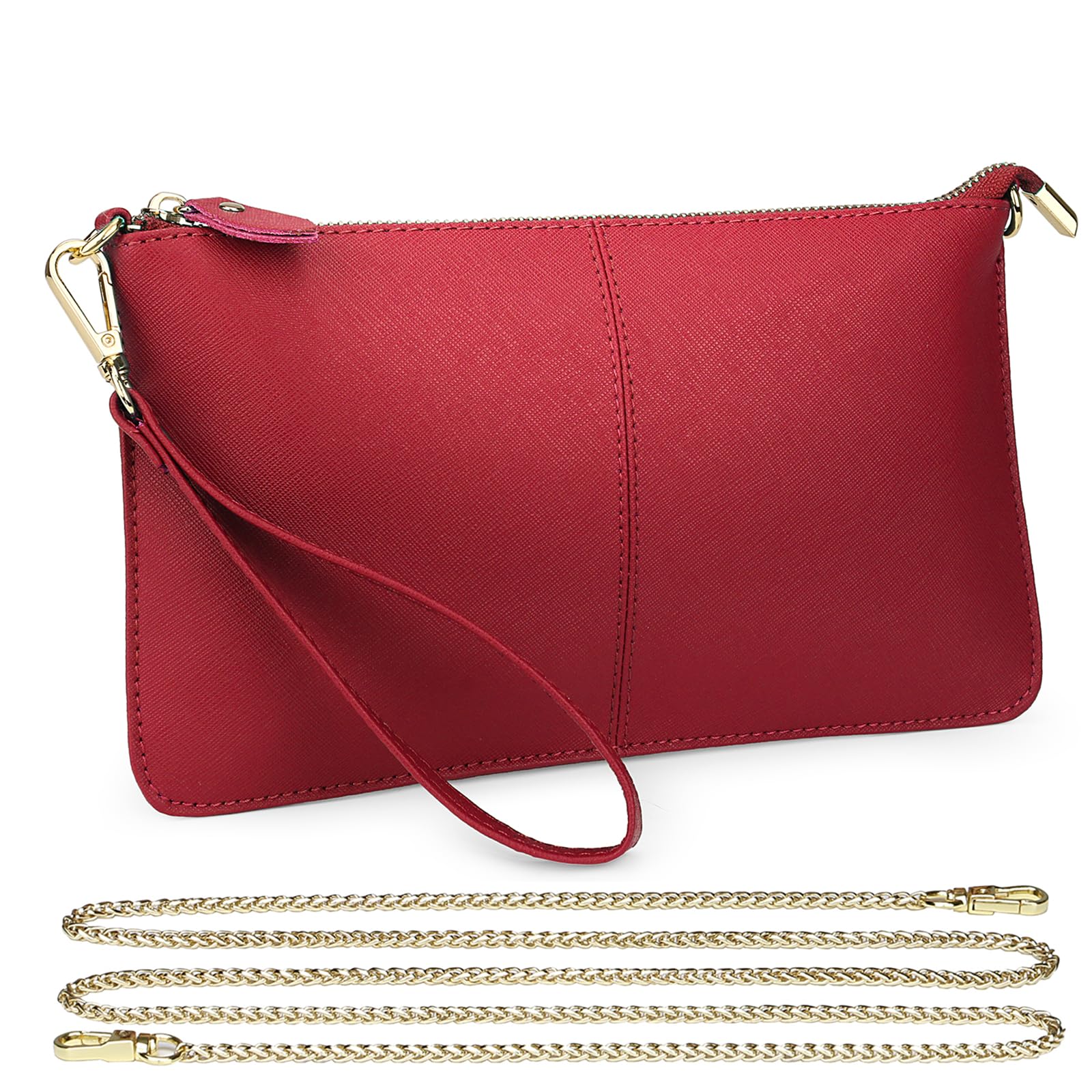 Uromee Genuine Leather Wristlet Wallet Clutch Purses with Detachable Chain