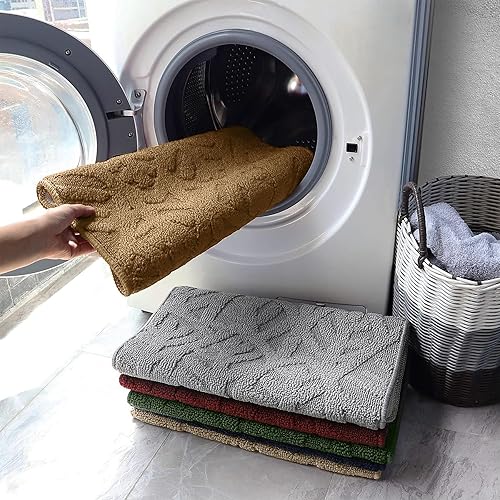 Miniatura 7 de TOONOW Tapete para puerta delantera, 32 x 17 pulgadas, de perfil bajo, lavable a máquina, absorbente de barro, tapete de entrada medio redondo para