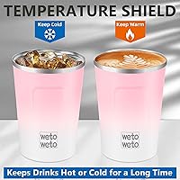 Vista 61 de WETOWETO Taza de viaje de 12 onzas, taza de café reutilizable aislada con tapa a prueba de fugas, taza de café de viaje de acero inoxidable, taza