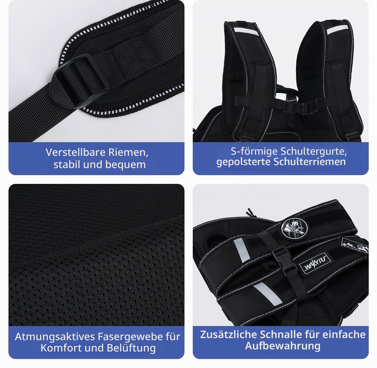 Wakytu Hundeliftgeschirr für kleine Hunde,Hunderucksackträger,Verstellbare gepolsterte atmungsaktive Gurte für Hunde,Behinderte,Gelenkverletzungen,Arthritis,M(3.9-8kg)