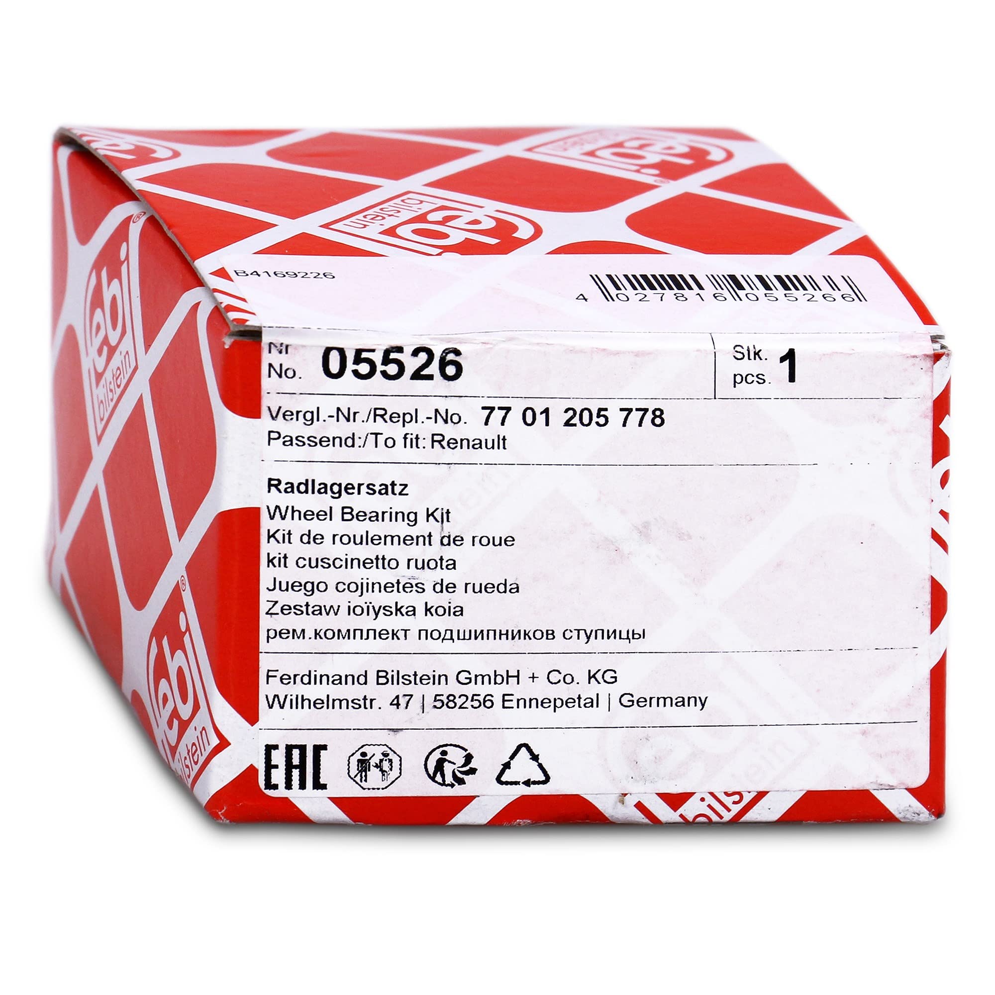 febi bilstein 05526 Radlagersatz mit Kronenmutter und Sicherungsring, 1 Stück | 05526 passend für Twingo Clio 1+2 1.2