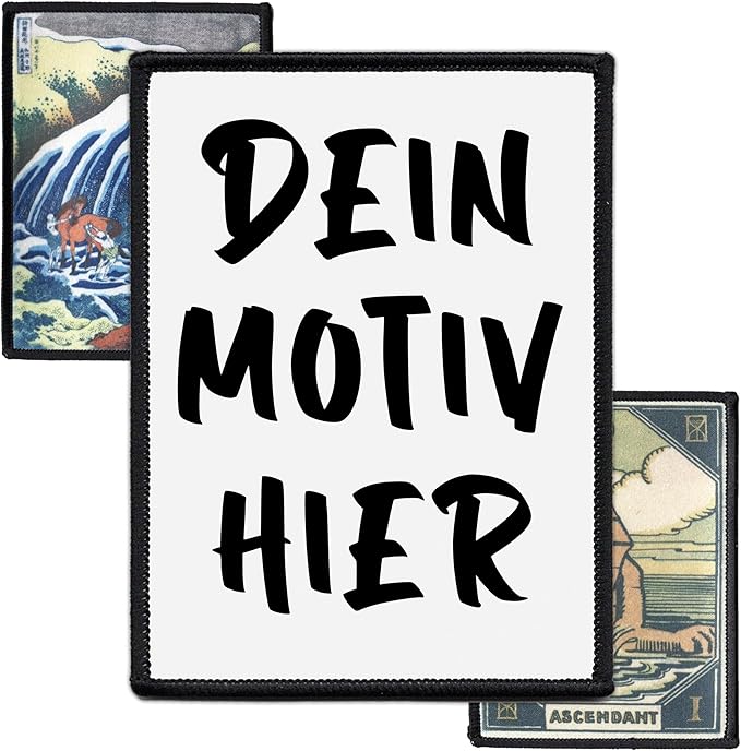 Individuell 5cm bis 20cm Rechteck Aufnäher | Personalisiert mit Wunschmotiv – Bild, Foto, Logo | Selbst gestalten Patch für Kleidung & Jacke | Custom Bedruckt Iron On Patches (7.6cm x 10.2cm)