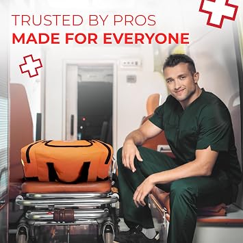 First Responder Trauma First Aid Kit Bag Fully Stocked Emergency Medical Kit for Workplace, Vehicle & Home OSHA & ANSI Compliant Portable Orange