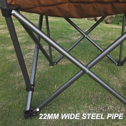 Miniatura 6 de Sillas de campamento de gran tamaño para adultos, silla de césped plegable resistente acolchada para exteriores, silla de campamento XL para