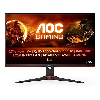 AOC Gaming Q27G2E 27 INch QHD Monitor 155Hz 1ms MPRT VA Panel Black