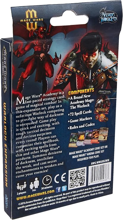 Arcane Wonders Mage Wars Academy: لعبة لوحة توسيع Warlock