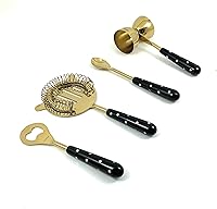 Vista 1 de Vibhsa Herramientas de bar Accesorios y Bar Tending Kit set de 4 para Home Bar (Dorado Negro)