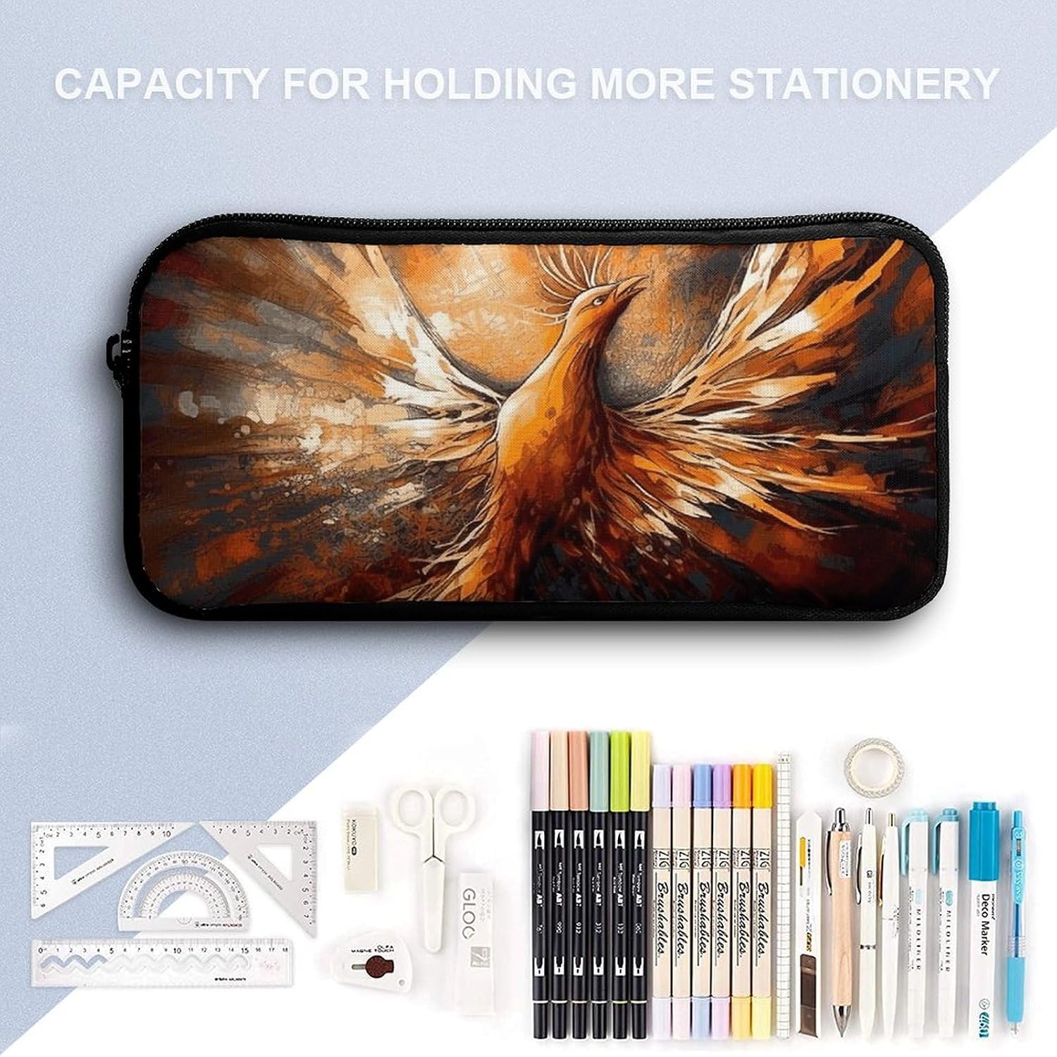 Abstract Phoenix Pencil Pouch Soft Large Capacity Pencil Case image 3