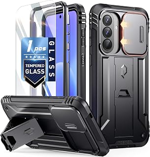 POETIC Revolution Hülle für Samsung Galaxy A57 | Schiebe-Kameraabdeckung | HD Displayschutzfolie | 20ft Mil-Grade Fallgetestet | Stoßfeste Ganzkörperhülle mit integriertem Ständer, Schwarz