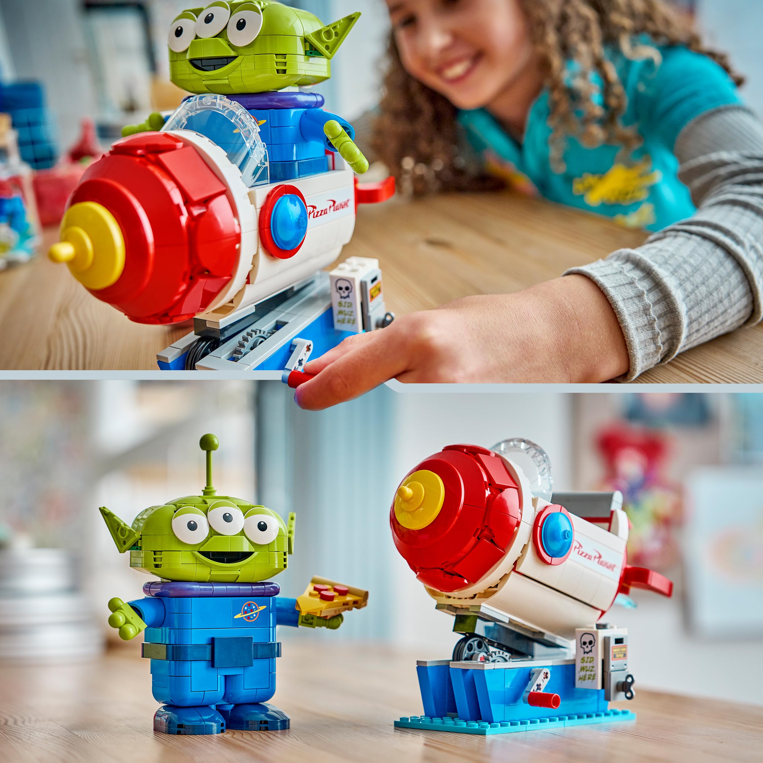 LEGO | Disney y Pixar Toy Story Marcianito con Cohete de Pizza Planet - Cohete Espacial de Juguete con Figura de Alien - Decoración del Dormitorio - Regalo para Niños y Niñas de 9+ Años - 43307