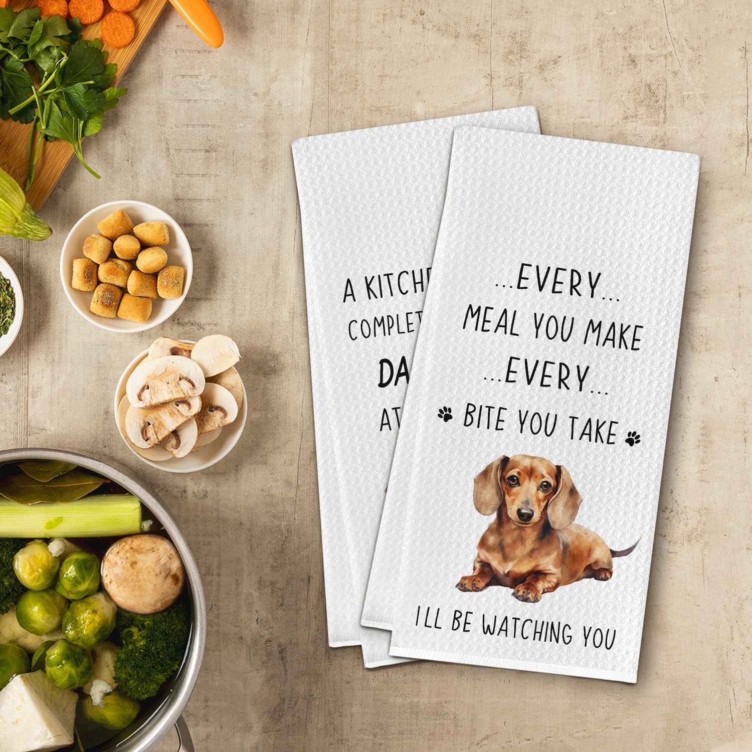 Cilri Dachshund Kitchen Towels,Funny Dachshund Hand Towels,Dachshund Dish Towels Decor for Bathroom Kitchen,Dachshund Decor,Dachshund Gifts,Dachshund Gifts for Women,16 X 24 Inches Set of 2 - Image 2