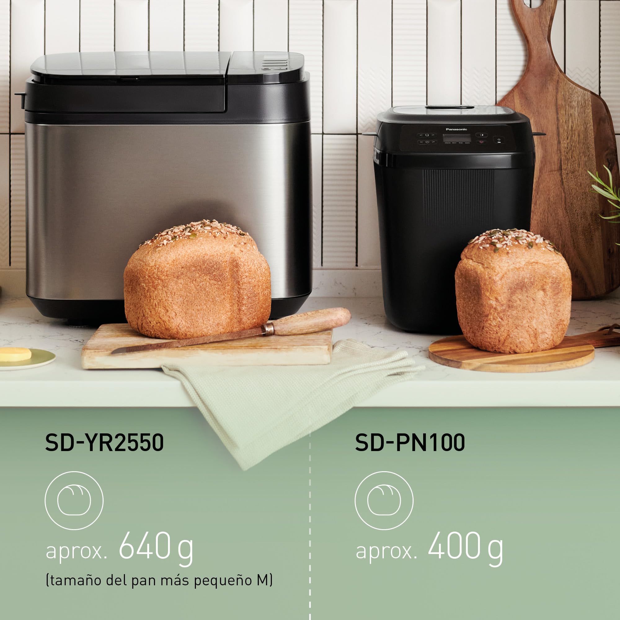 Panasonic SD-PN100KXE Mini Panificadora Automática para Hogares Pequeños, 4 Programas Sin Gluten, Diseño Compacto, 18 Programas Automáticos, Pantalla LCD, Pan Pequeño 200 o 400g, Negro
