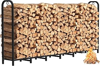 Gtongoko 8ft Heavy Duty Metal Firewood Rack Outdoor Indoor Adjustable Fi...