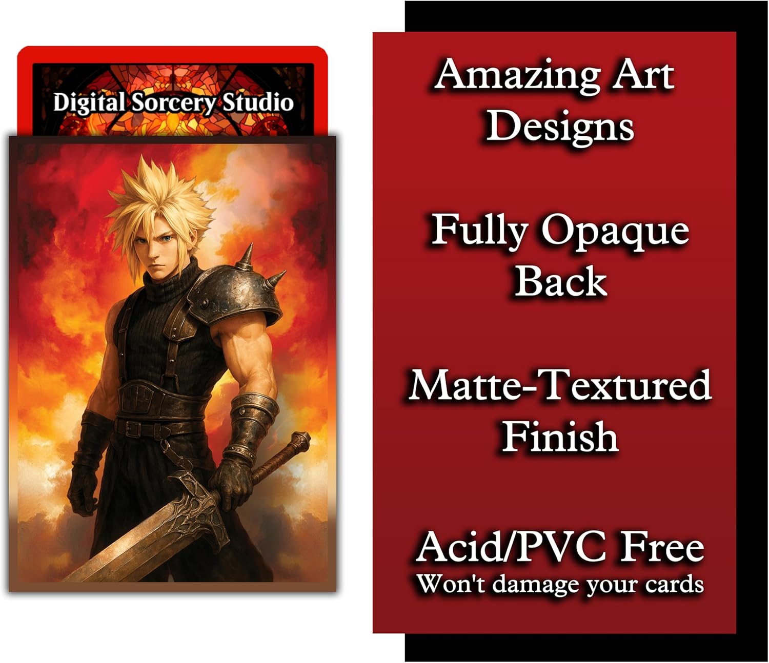 Anime Mercenary Soldier Card Sleeves 100 Pack – Compatible with MTG & TCGs – Perfect for Cloud Final Fantasy Commander Decks – Premium Card Game Sleeves for Magic