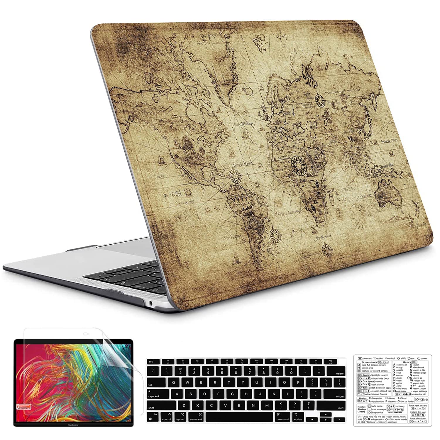 QCzyc Compatible with MacBook Air 13 Inch Case 2022, 2021-2018 A2337 M1 A1932 A2179 Durable Hard Plastic Shell Case &Keyboard Cover&Mac OS Keyboard