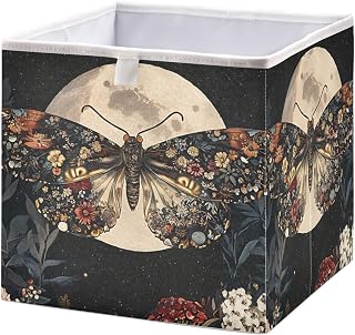 Moon Butterfly Garden Storage Bins for Organizing, Fabric Storage Basket, Foldable Organizer Cubes Square