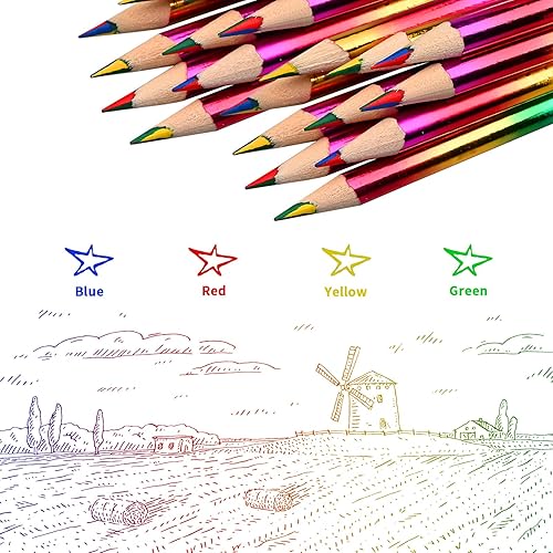 Miniatura 3 de GOLDGE 40 lápices arcoíris (no preafilados), 4 lápices de colores en 1 arcoíris para niños, suministros de arte, lápices de colores, regalos para