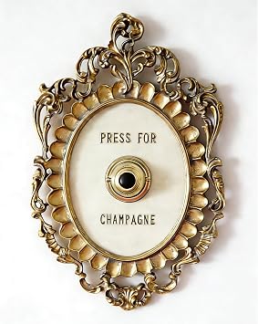 Press for Champagne Button, Champagne Theme Gold Vintage Bells, Decorative Metal Door Bell for Weddings, Parties, and Christmas, Ornamental Plaque Doorbell