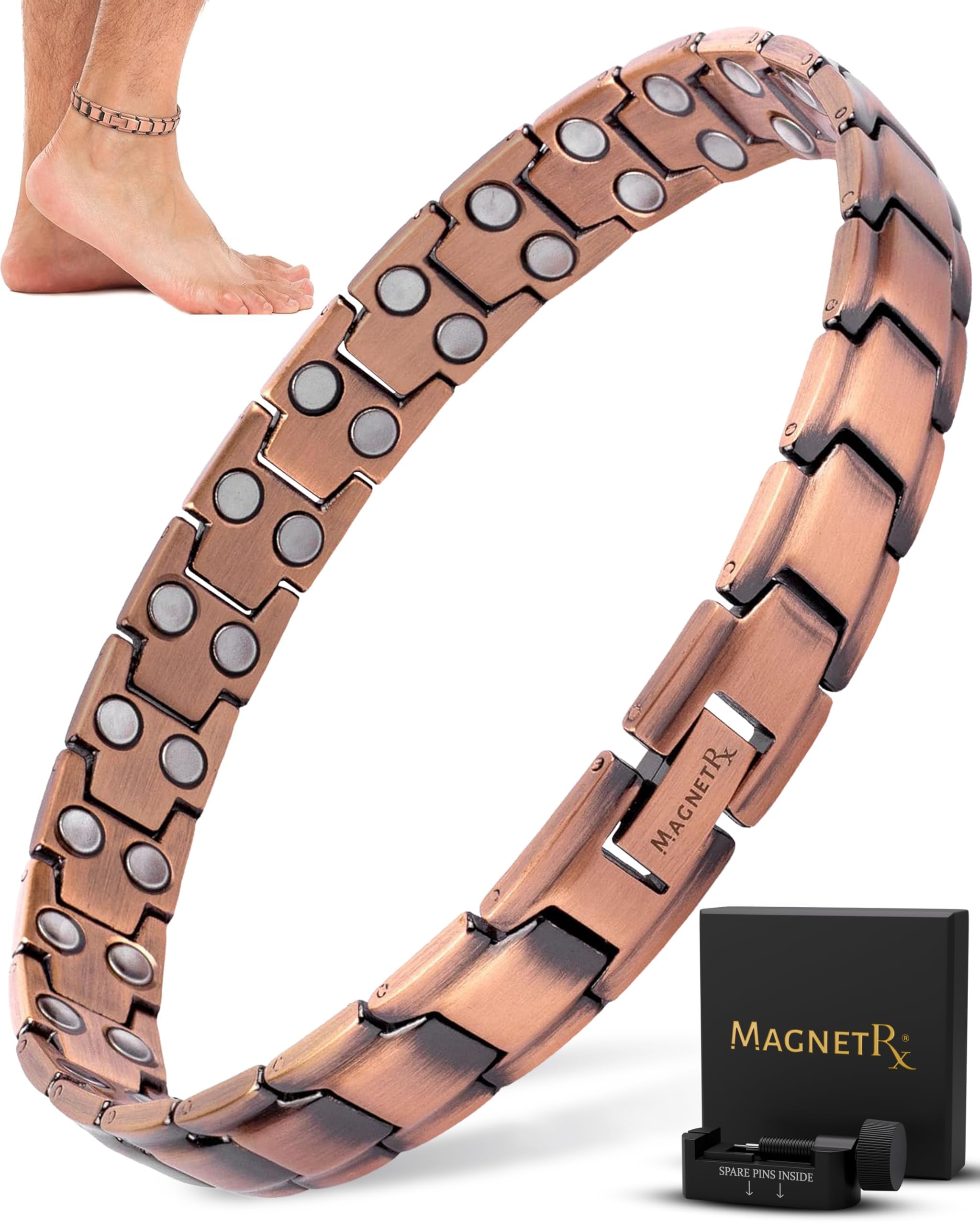 MagnetRX Copper Anklet for Women – Ultra Strength Magnetic Ankle Bracelets for Women – Effective Womens Copper Magnetic Ankle Bracelet
