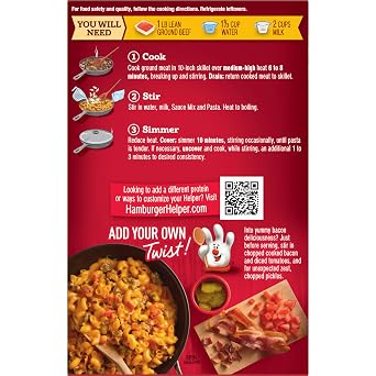 Hamburger Helper Double Cheeseburger Macaroni Pasta Meal (6.0 oz - 12 Pack) No Artificial Flavors, Ready in 3 Easy Steps, Quick Meals for Midweek Dinners, Busy Evenings & Families On-the-Go