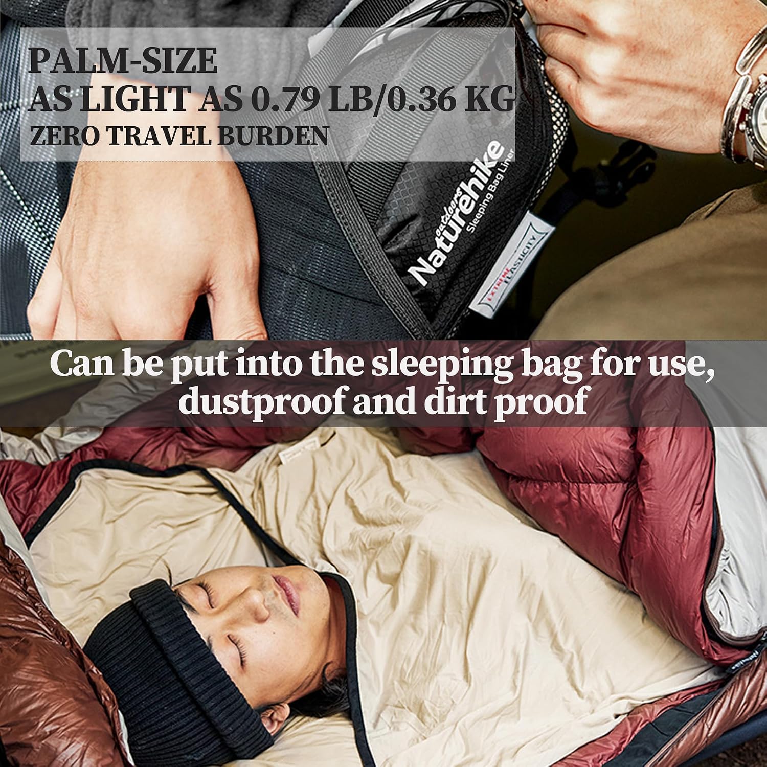 Naturehike Ultralight Sleeping Bag Liner, Compact Travel Sheet image 2