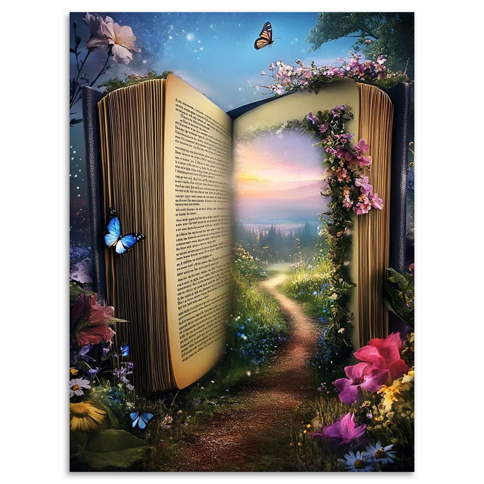 Kalonyth Dp-Uk08 Magic Book Diamond Art Kits Adults, 5D Diy Full Round Gem Art Painting For Stress Relief Craft Home Wall Decor Gift, Landscape Diamond Painting Kits For Adults 12X16 Inch