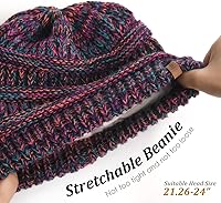 Vista 23 de FURTALK Gorros de invierno para mujer, con forro polar, gorro de punto holgado y cálido, gorro de esquí Gris claro