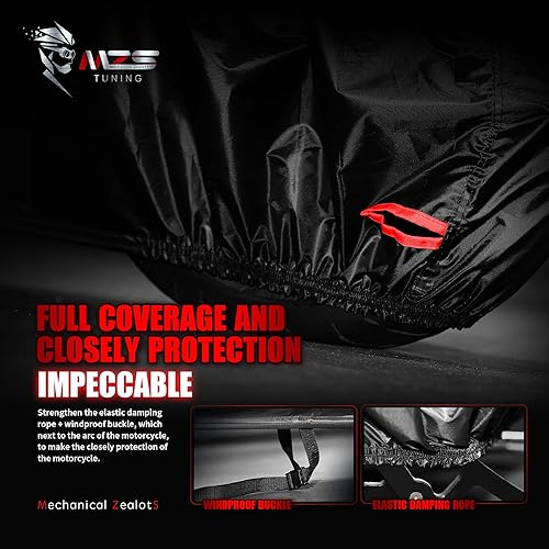 Miniatura 4 de MZS Funda para motocicleta protección impermeable para todas las estaciones del clima, para exteriores, se adapta a bicicletas deportivas de hasta