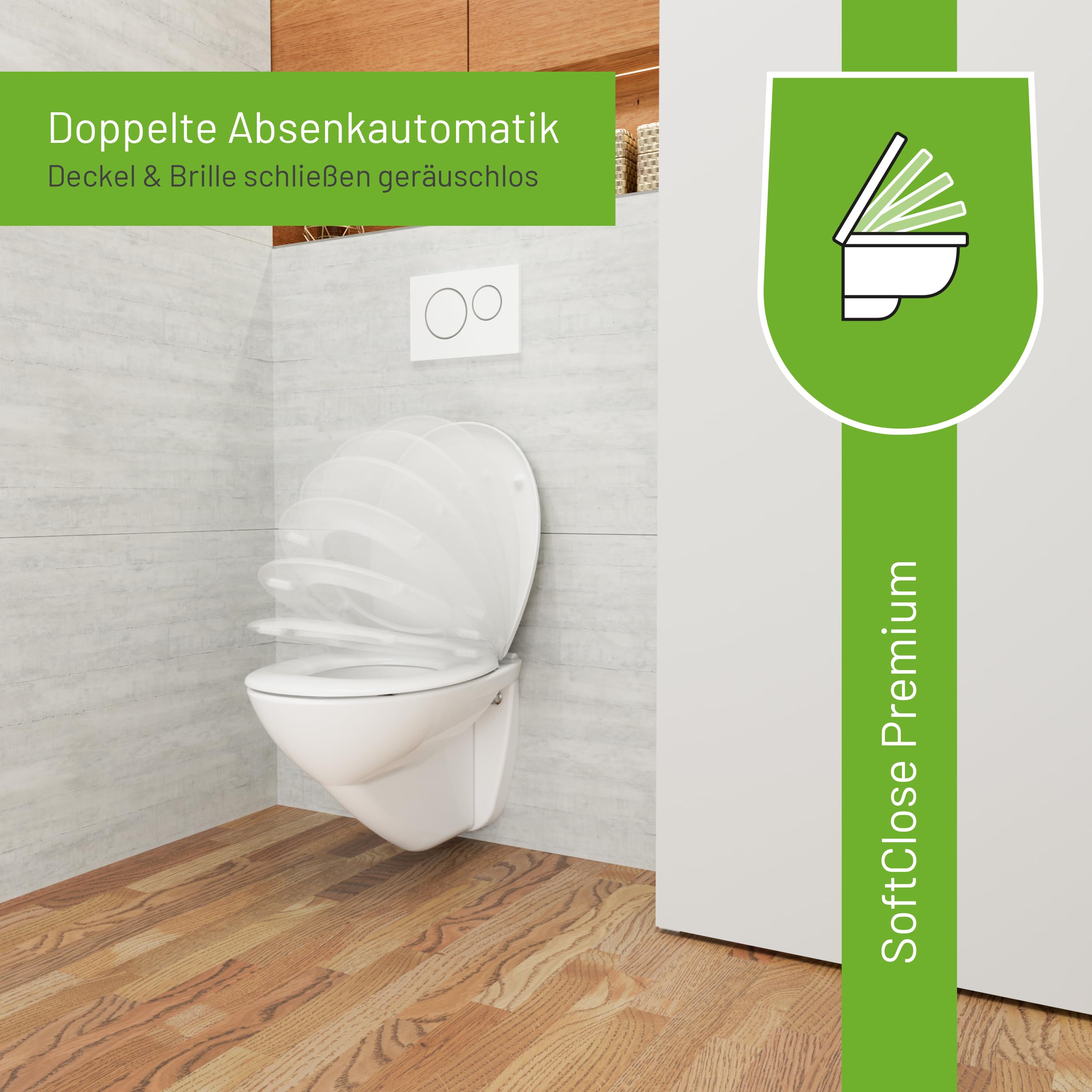 LUVETT S100 WC-Sitz Glitzersteine Oval SoftClose TakeOff EasyClean Weiß | Mit 44 Glitzersteinen in Handarbeit. Duroplast WC-Sitz mit SoftClose Absenkautomatik und 3-in-1 Edelstahl-Befestigungsset.